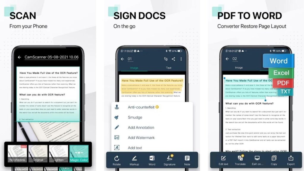 Camscanner pdf reader app for android
